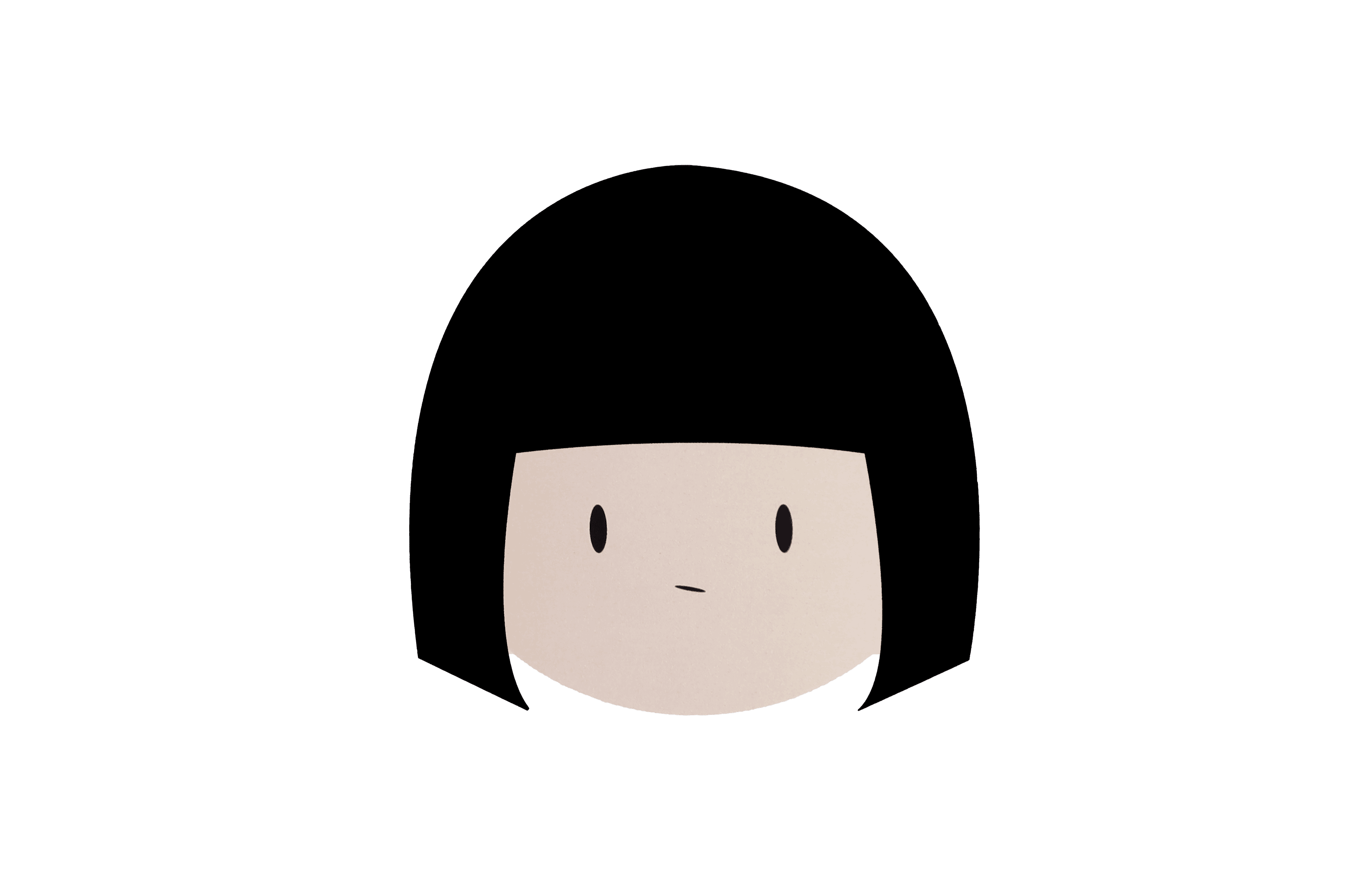 Minimal illustrated self-portrait with black bobbed hair