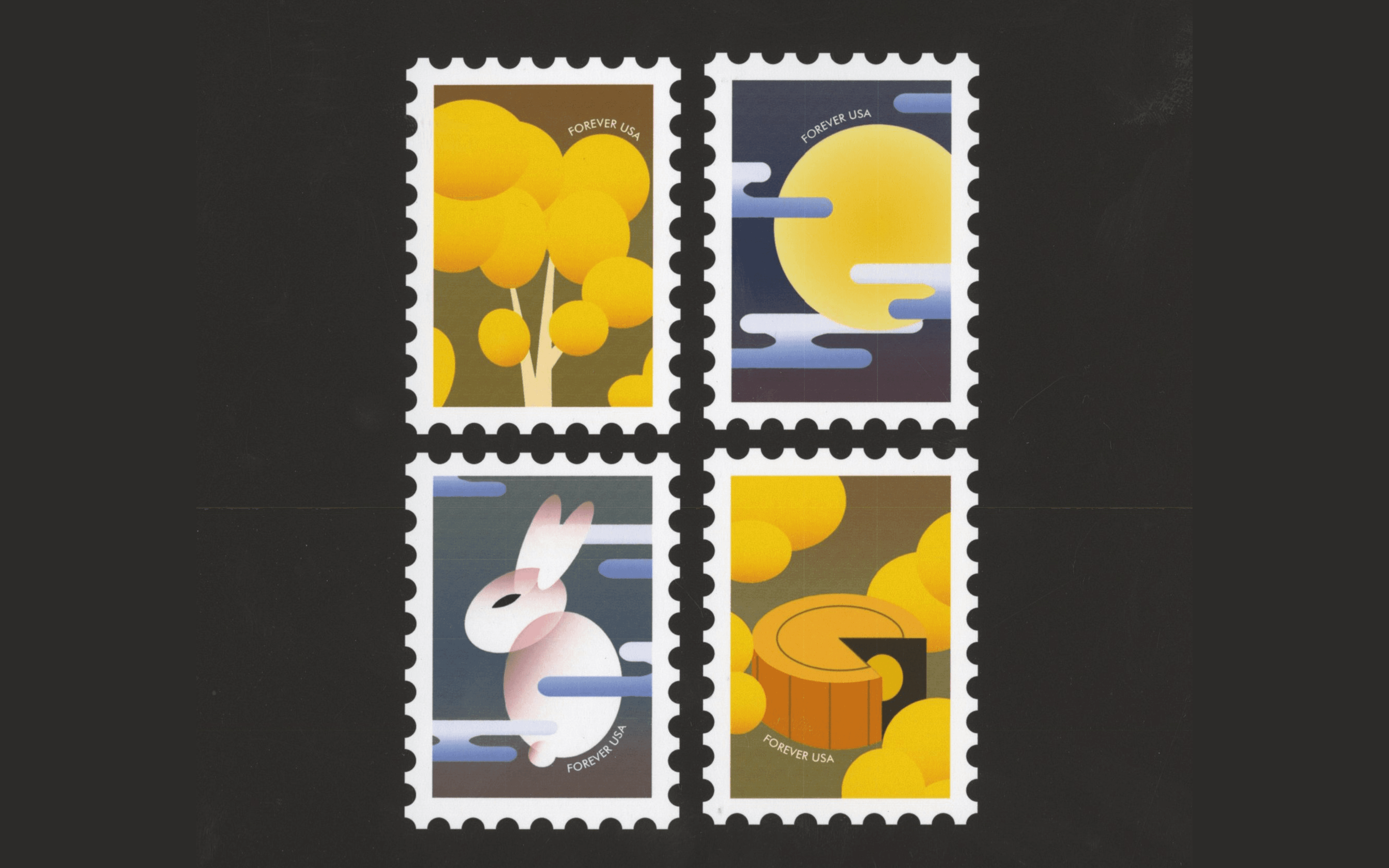 Set of four illustrated Mid-Autumn Festival stamps