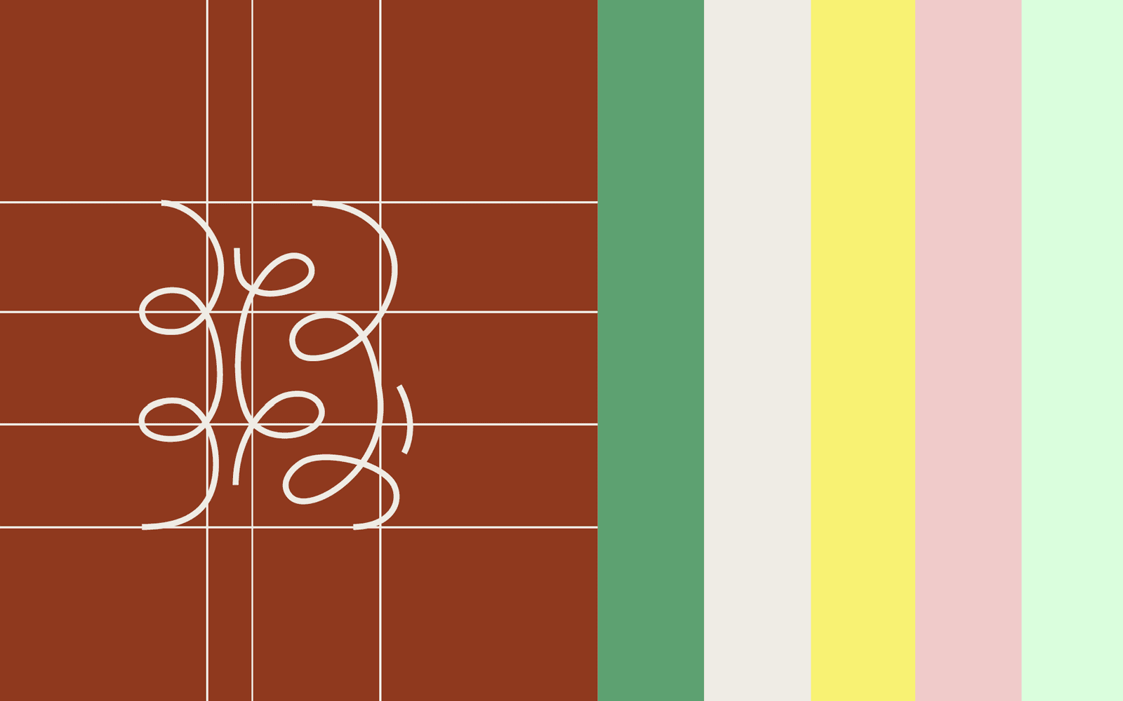 Construction grid and color palette for the Jade and Red identity