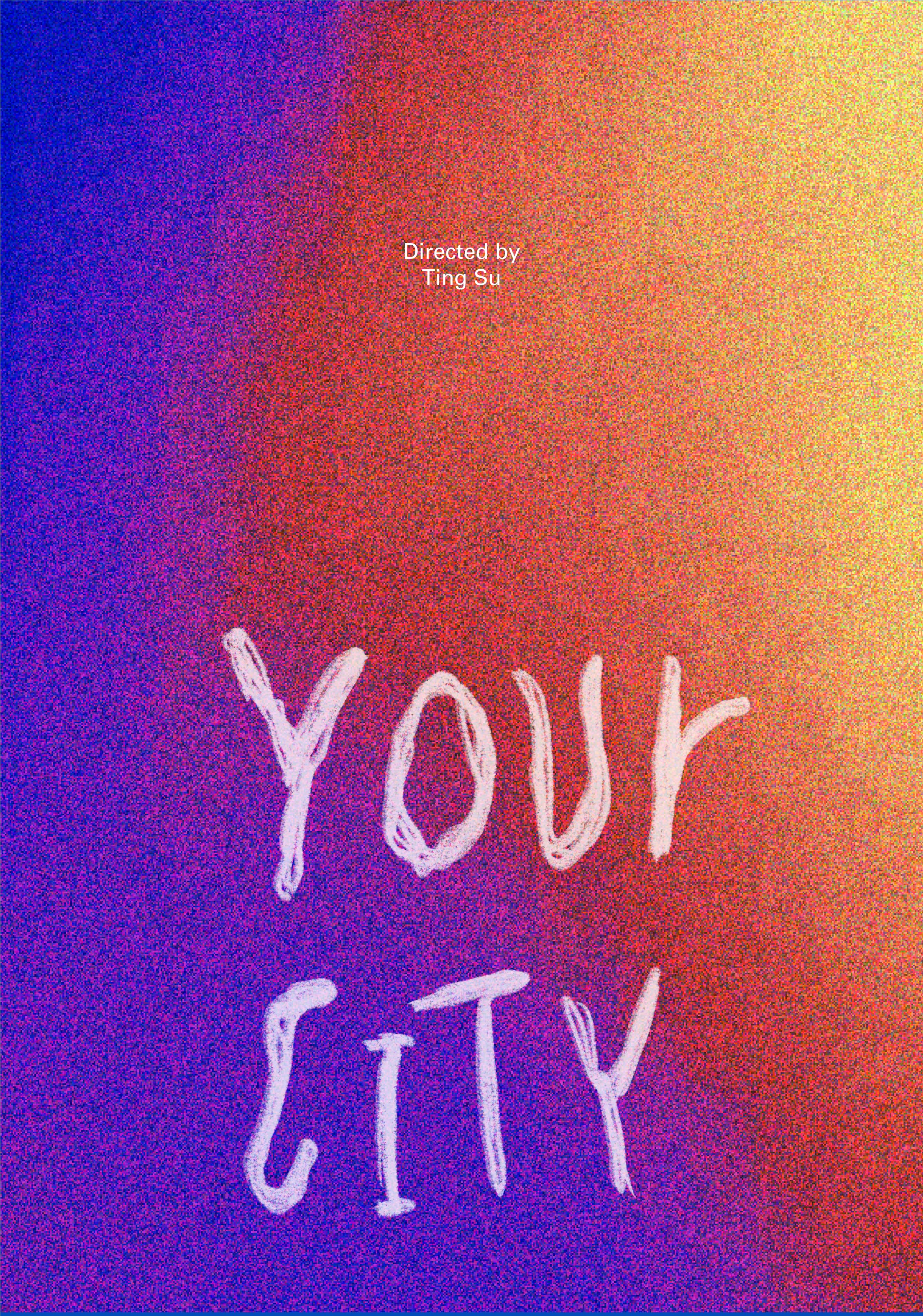 Hand-lettered Your City film poster on a color gradient